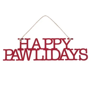 Lakeside Christmas Decor - Happy Howlidays Red Metal Wreath Wall Sign - Picture 1 of 2