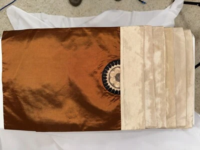 6 Silk Cinnamon Placemats from Singapore - Image 1 of 4