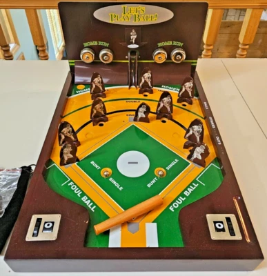 Lets Play Ball Pinball Arcade Béisbol Juego de Acción Madera Mesa Juguete Mecánico Foto 1 de 4