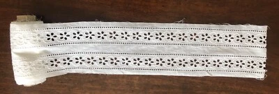 💚🟩ROULEAU DE DENTELLE  ANCIENNE PLUS DE 4 mètres  X 12 cm+1 MOUCHOIR BRODÉ - Photo 1/4