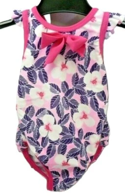 Sergent Major  maillot de bain rose à fleurs blanche noeud rose bébé 6 mois - Photo 1/2