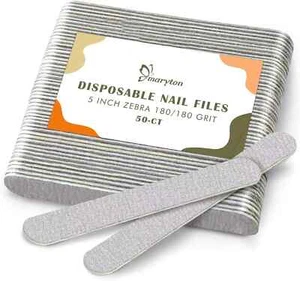 50Pcs Disposable Nail File, 5 Inch Thin Emery Boards 180/180 Grit Nail Files for - Picture 1 of 2