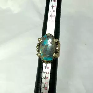 VTG sterling Brutalist style turquoise ring - Picture 1 of 10