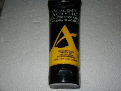 new Grumbacher Academy Acrylic Paint Cadmium Yellow medium hue 200ml C034P200 - Image 1 of 4