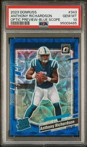 2023 Donruss optische Vorschau ANTHONY RICHARDSON blaues Zielfernrohr Prizm RC PSA 10 COLTS - Bild 1 von 2