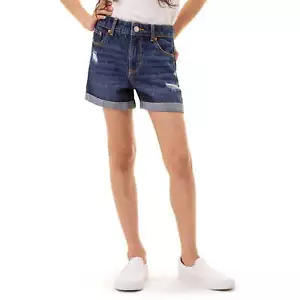 Jordache Mom Short Girls Size 16 Blue Denim Dark Wash High Rise Straight Leg - Picture 1 of 4
