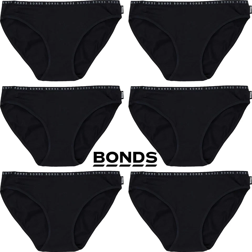 6 Pack Bonds Hipster Bikini Womens Ladies Underwear Panties Briefs Black Bulk - Image 1 of 4