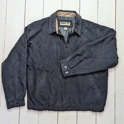 Vintage RFT Rainforest Black Micro Suede Jacket XL Inside Zipper Phone Pocket  - Image 1 of 4