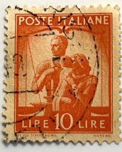 Italian Vintage 1945 Italy Democracy 10 Lire Poste Postage Stamp Collectible - Picture 1 of 4