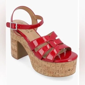 Journee Collection Jania Tru bequeme Damen-Plateausandale 7 rot Kork neu ohne Etikett - Bild 1 von 10
