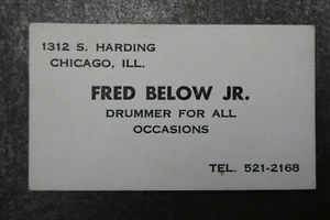 Fred Below Jr Business Card Blues Chicago Chuck Berry Muddy Waters Howlin' Wolf - Picture 1 of 2