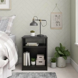 Mainstays Classic Open Shelf Nightstand, Black Oak - Picture 1 of 5