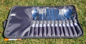 Vango Family Cutlery Set - 12 Piece Stainless Steel Cutlery in Roll Up Case - Picture 1 of 4