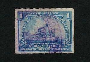 US Revenue 1898 R163 Battleship Documentary Tax Stamp 1c Used VF - Picture 1 of 2