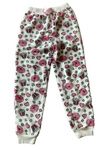 Girls Pajama Pants Colorful Food Print Straight Fleece Youth Size Large 14 16 - Picture 1 of 11