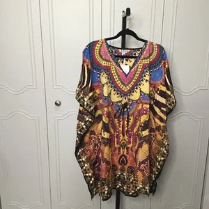 Jovie Koralle Schlange V-Ausschnitt Kaftan mit Kordelzug Taillenband - Einheitsgröße - Bild 1 von 4