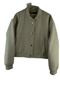 ZARA Beige Bomberjacke Größe M Damen Varsity College Freizeit Outdoor - Bild 1 von 8