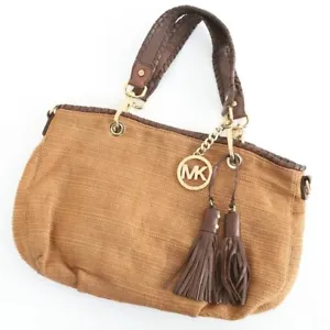 Michael Kors Bennet Soft Straw Double Shoulder Strap Purse Tote/Luggage Mocha - Picture 1 of 9