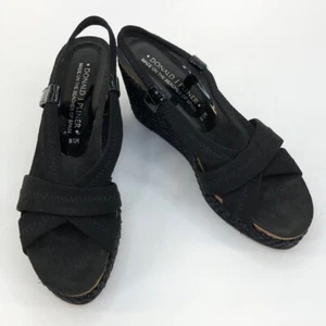 Donald J. Pliner Black Strap Espadrille Wedges sz 8.5 - Picture 1 of 7