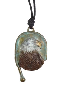 Schöne Designer Cavin Richie signierte Basrelief Bronze Adler Anhänger Halskette! - Bild 1 von 6