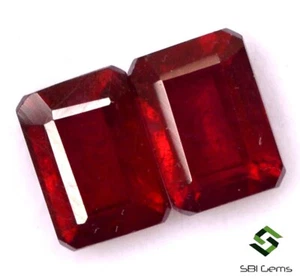 3.37 Cts Natural Ruby Octagon Cut Pair 7x5 mm Deep Red Shade Loose Gemstones GF - Picture 1 of 4