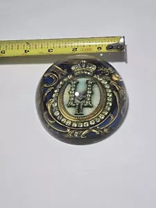 Dome Glass Paperweight Tsar Nicholas Royal Cypher Jewels Signed Durwin Rice NY - Picture 1 of 6