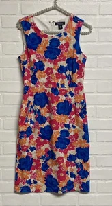 Lands End Sleeveless Ponte Knit Sheath Stretch Dress Floral Front Pockets Sz 2 - Picture 1 of 11