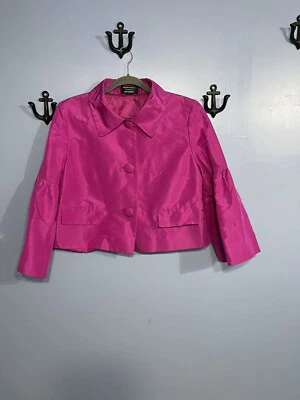 Ellen Tracy Exclusively for Bloomingdales 3 Button Bell Slve Silk Jkt Pink Sz 14 - Image 1 of 4