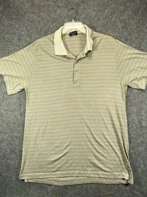 De Colección Steve & Barrys Para Hombres XL Tostado Polo Beige Rayas Manga Corta Tejido Golf Foto 1 de 4