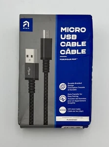 Atrix Micro USB Cable 10 Feet Cable Black Durable Braided Charger For PS4 - Picture 1 of 4