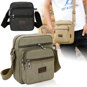 Retro Herren Segeltuch Schulter Messenger Bag Crossbody Satchel Travel Bags - Picture 1 of 18
