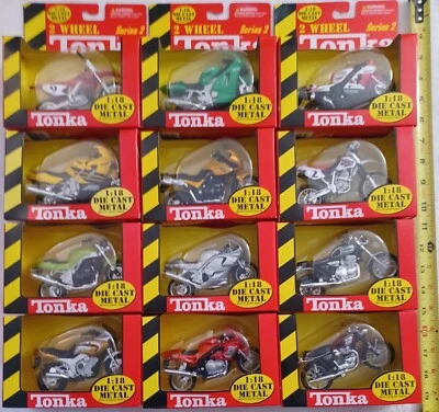 LOT OF 12 2000 2 WHEEL TONKA SERIES 2 Die Cast Metal Complete Collection MINT - Image 1 of 4