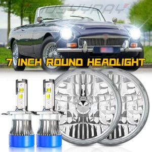 DOT Pair Led 7" inch Round Headlights High/Low Bulbs for MG MGB 1969-1980 1981 - Picture 1 of 16