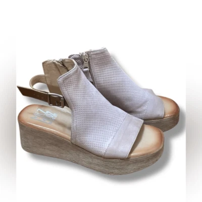 Miz Mooz Giselle Pearl Leather Ankle Strap Sandal Wedge Heels EUR 39 US 8.5 - 9 - Image 1 of 4