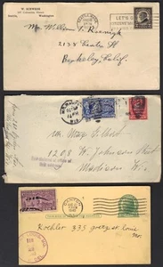 US 1890-1920's COLL OF 5 COVERS 4 SPEC DEL & IMPERF 2¢ Sc 611 TIED SEATTLE WASH - Picture 1 of 1