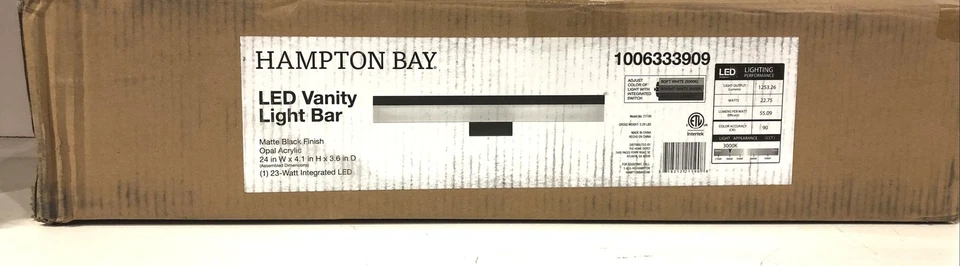 Hampton Bay Eldridge 24 in. Matte Black LED Bathroom Vanity Light Bar (OPEN) - Image 1 of 1