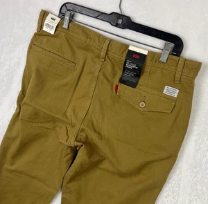 Levis XX Chino Pants Mens 36x32 New Brown Khaki Straight Relaxed Fit Stretch - Picture 1 of 13