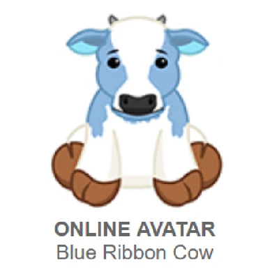 Webkinz Classic Blue Ribbon Cow *Code Only* (~messaged~) - Image 1 of 3