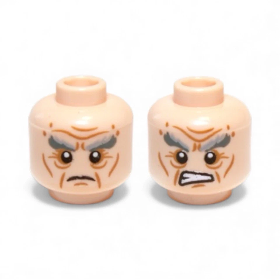 Lego Oin Minifigura Cabeza Doble Cara Lote R Cejas Grises Tupidas, Arrugas Foto 1 de 1