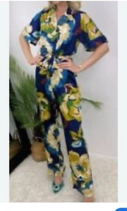 NWT Zara Floral Satin Effects Jumpsuit Size Medium - Picture 1 of 7