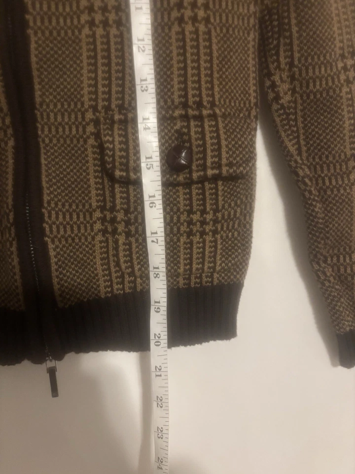 Cárdigan Ralph Lauren LRL Pequeño Pequeño Para Mujer Cuadros Marrón Cremallera Bolsillos Simulados Foto 1 de 4