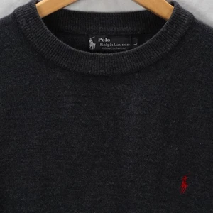 POLO RALPH LAUREN CASHMERE SWEATER GRAY GREY CREW NECK MENS L LARGE BLACK LABEL - Picture 1 of 5