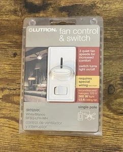 Lutron Comando e Interruttore Ventilatore 3 Velocità Ventilatore On/Off Interruttore Bianco SFSQ-LFH-WH ~ Nuovo - Foto 1 di 8