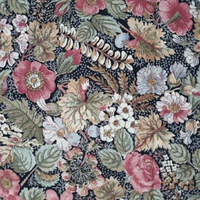 2.5 YD Vintage Joan Kessler for Concord Cotton Fabric Floral Leaves 44" - Image 1 of 4