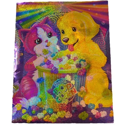 Lisa Frank Pocket 3 Ring Folder Glitter Rainbow Matinee Animals NEW & UNPUNCHED - Image 1 of 4