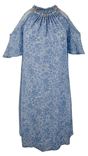 Michael Kors Women's Floral Georgette Halter Chain Neck C shoulder Dress