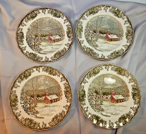 Johnson Bros Friendly Village 9 3/4" Dinner Plates Set Of 4 The School House - Picture 1 of 5