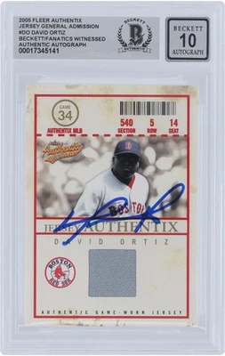 David Ortiz Red Sox Signed 2005 Fleer Authentix General Admission BAS 10 Card - Image 1 of 3