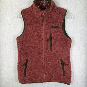 Columbia Sherpa Gilet in Pile Donna XS ~ Rosa/Rosso con Bordo Verde Oliva ❤️ - Foto 1 di 5