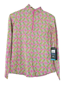 IBKUL Sun Protective UPF 50 Cooling Long Sleeve Mock Neck Pineapple Pink Lime XS - Bild 1 von 7